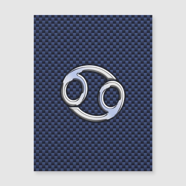 Silver Cancer Zodiac Symbol Navy Carbon Fiber (Framsida)