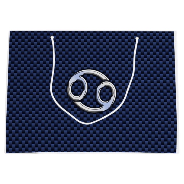Silver Cancer Zodiac Symbol Navy Carbon Fiber (Framsidan)