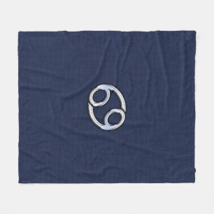 Silver Cancer Zodiac Symbol Navy Carbon Fiber Fleecefilt