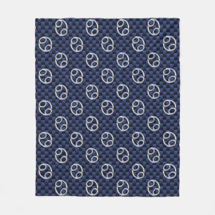 Silver Cancer Zodiac Symbol Navy Carbon Fiber Fleecefilt