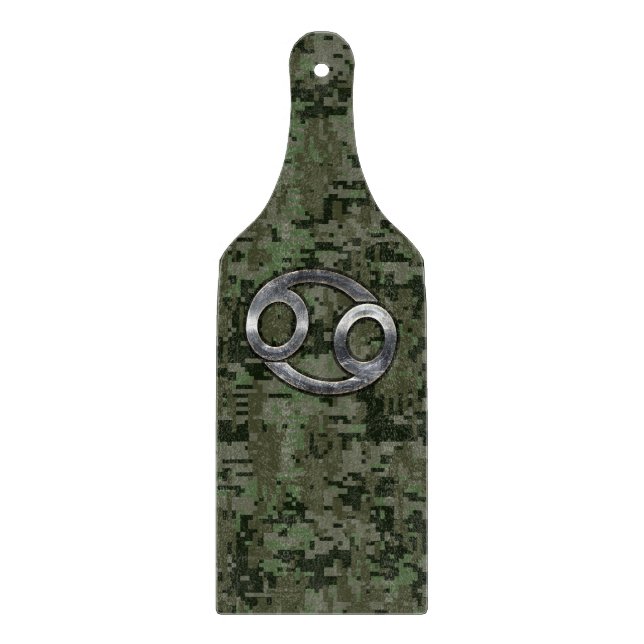 Silver Cancer Zodiac-tecken på Grönt Digital Camo (Framsidan)