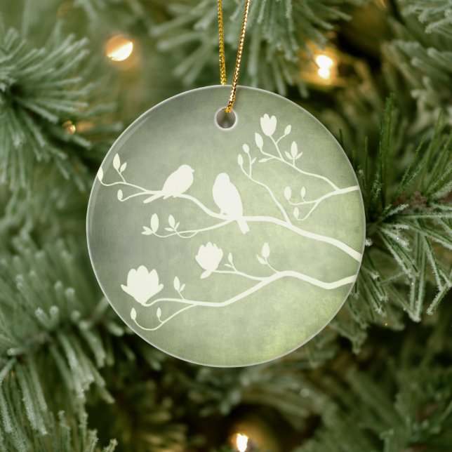 Silver Candelabra (grönt) - Keramisk prydnadsförem Julgransprydnad Keramik (Träd)