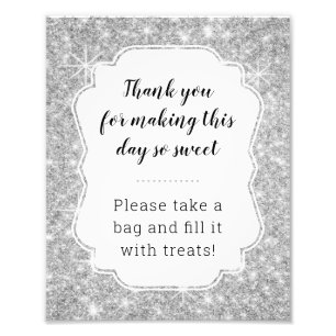 Silver Candy Buffet Baby Shower-skylt Fototryck