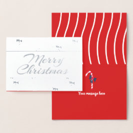 Silver Candy Cane Jul Folierat Kort