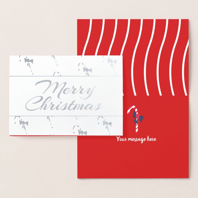 Silver Candy cane jul Folierat Kort (Display)