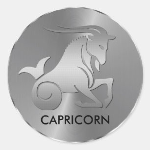 Silver Capricorn the Goat - Zodiac Sign Runt Klistermärke