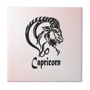 Silver Capricorn the Sea Goat Zodiac Kakelplatta