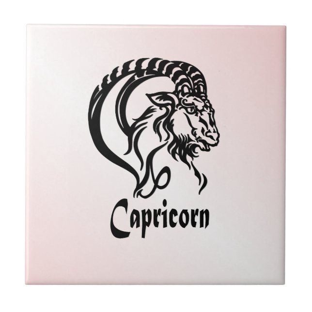 Silver Capricorn the Sea Goat Zodiac Kakelplatta (Framsidan)