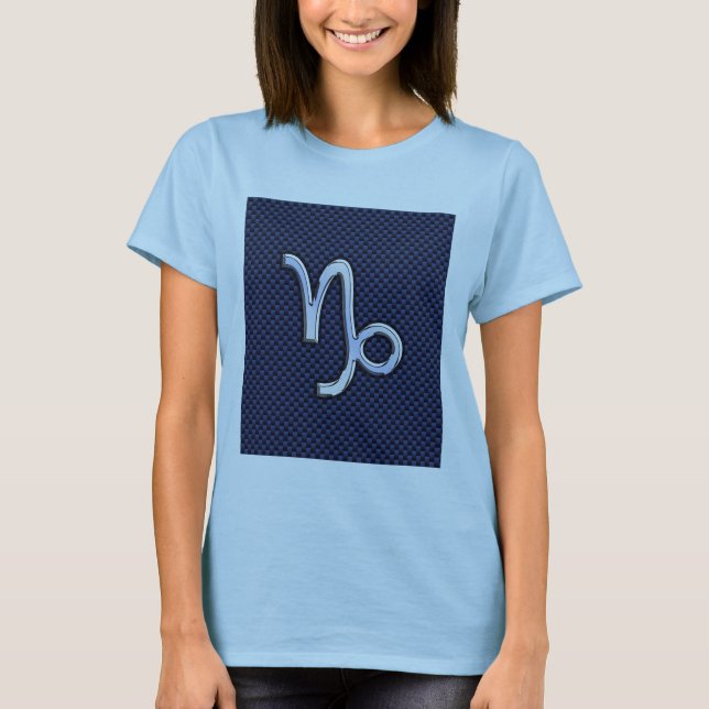Silver Capricorn Zodiac Sign Blue Carbon Stil Tröja (Framsida)