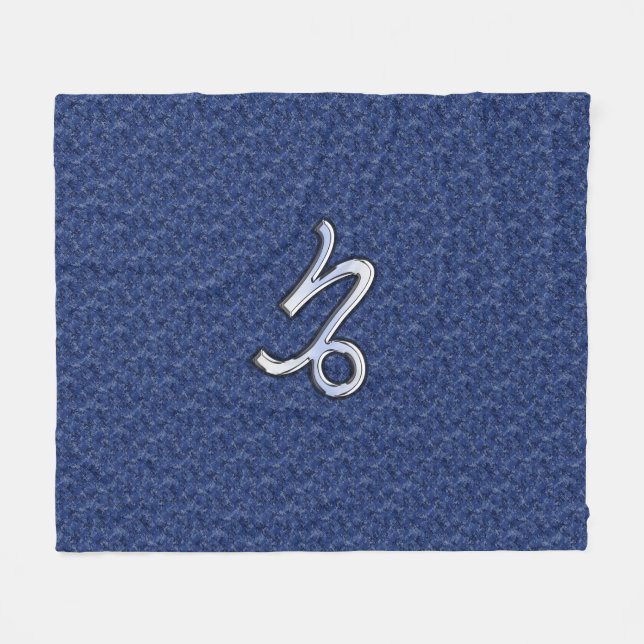 Silver Capricorn Zodiac Symbol Blue Camouflage Fleecefilt (Framsidan (Horisontell))