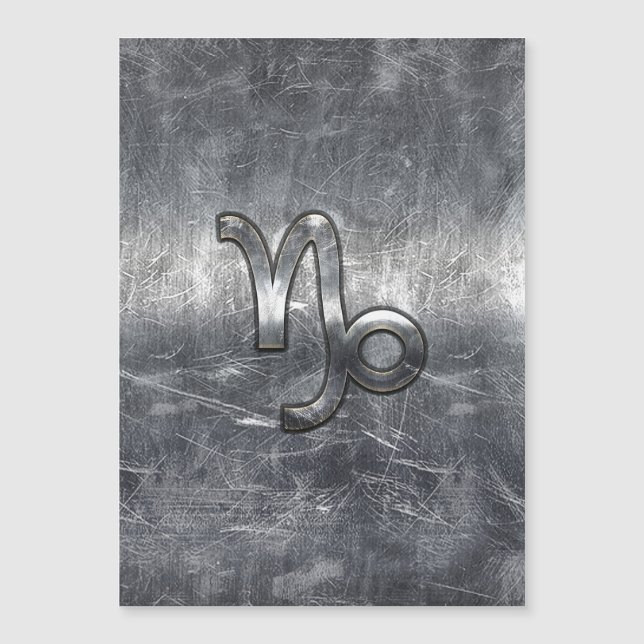 Silver Capricorn Zodiac Symbol Steel Stil (Framsida)