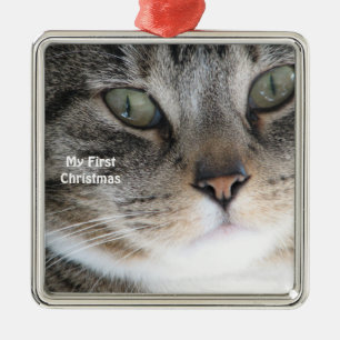 Silver Cat Min första julfoto Ornaments Julgransprydnad Metall