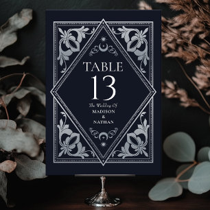 Silver Celestial Art nouveau Tarot Gothic Bröllop Bordsnummer