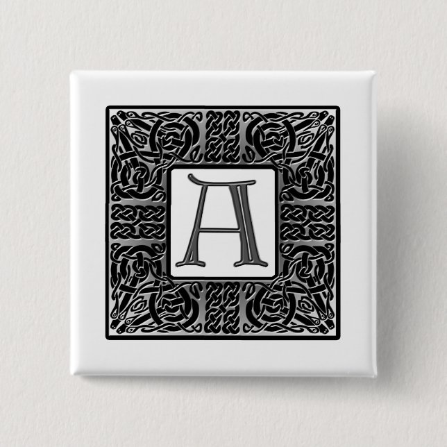 Silver Celtic ’A’ Monogram Knapp (Framsida)