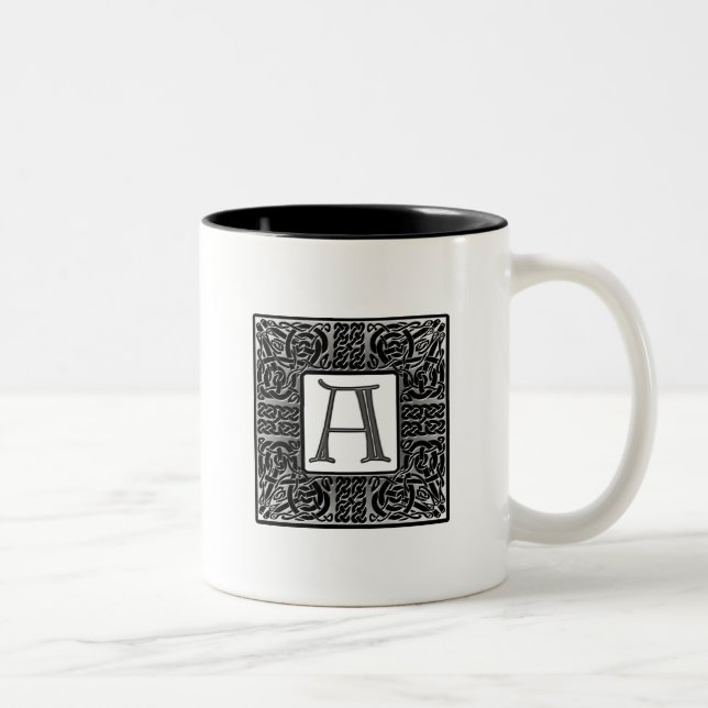 Silver Celtic ’A’ Monogram Två-Tonad Mugg (Höger)