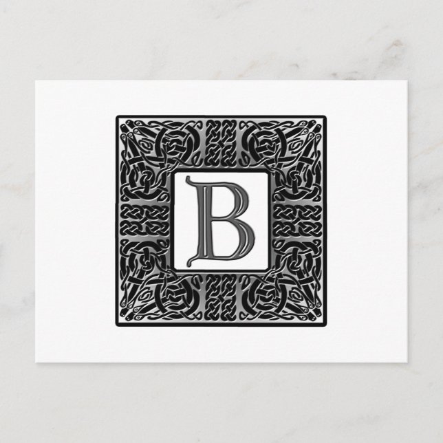 Silver Celtic ’B’ Monogram Vykort (Framsida)