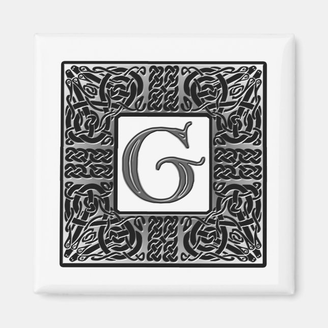 Silver Celtic ’G’ Monogram Magnet (Framsidan)