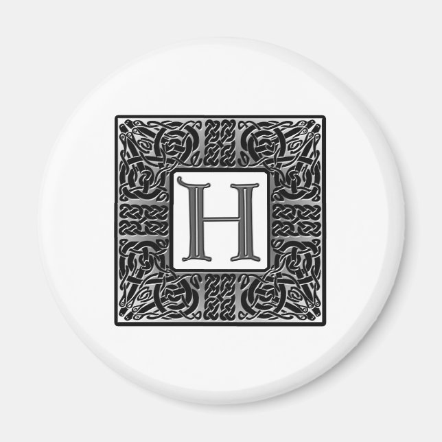 Silver Celtic ’H’ Monogram Magnet (Framsidan)