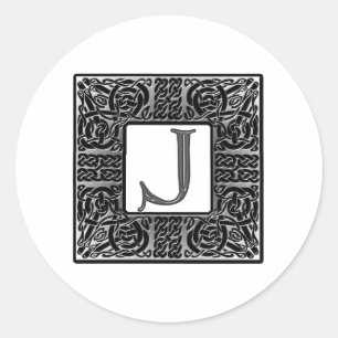 Silver Celtic ’J’ Monogram Runt Klistermärke