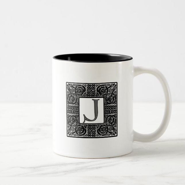 Silver Celtic ’J’ Monogram Två-Tonad Mugg (Höger)