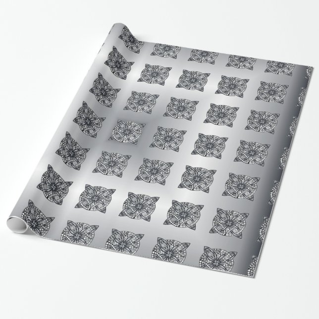 Silver Celtic Knot Anpassade Presentpapper (Utrullad)