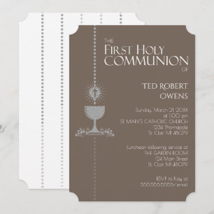 Silver Chalis First Communion Inbjudan