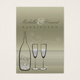 Silver Champagne Bröllop-årsdagen DIY Gift Märkres Visitkort