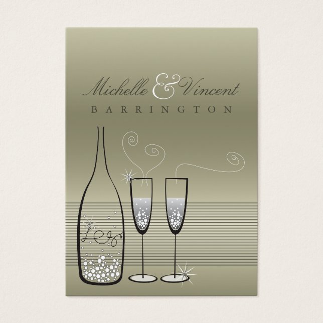 Silver Champagne Bröllop-årsdagen DIY Gift Märkres Visitkort (Framsidan)