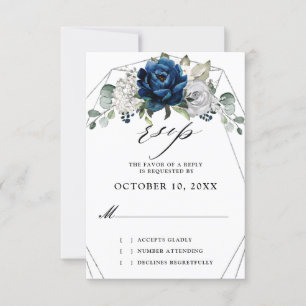 Silver Champagne Ivory Geometric Bröllop OSA Kort
