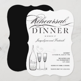 Silver Champagne Rehearsal Dinner Party Inbjudan