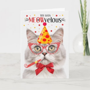 Silver Champagne Tabby katt MEOWvelous Birthday Kort