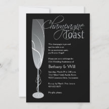 Silver Champagne Toast Inbjudan
