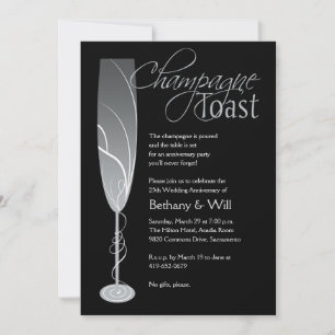 Silver Champagne Toast Inbjudan