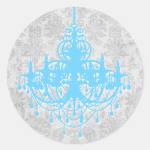 Silver Chandelier Breeze Round Stickers Runt Klistermärke