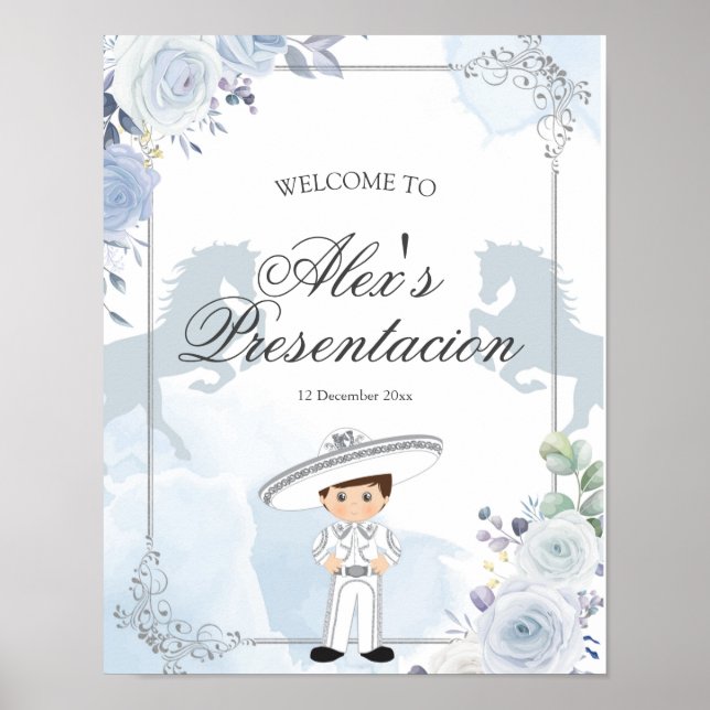 Silver Charro 3 anos Presentation Välkomstskylt Poster (Framsidan)