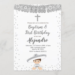 Silver Charro Boy baptism och födelsedagsinbjudan Inbjudningar