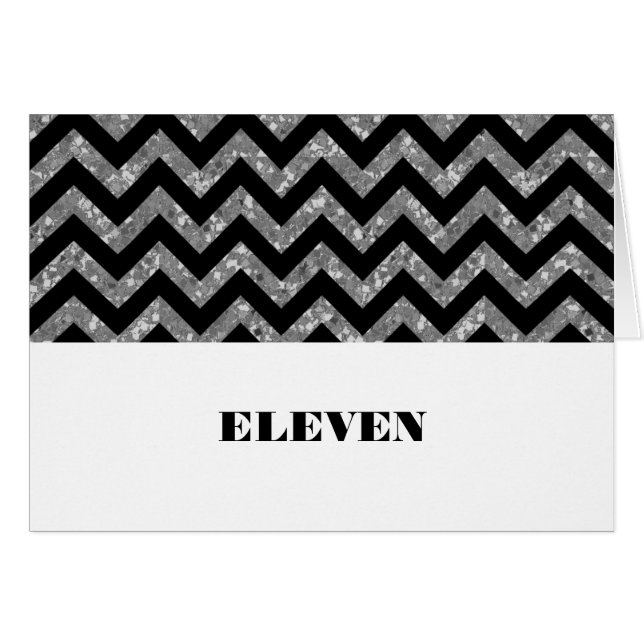 Silver Chevron Glitter Bord-kort Hälsningskort (Framsidan Horizontal)
