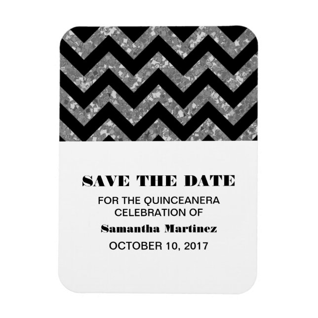 Silver Chevron Glitter Quinceañera Magnet (Vertikal)