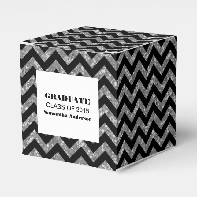 Silver Chevron Glitter Studenten-favoritboxar Presentaskar (Framsidan Sidan)