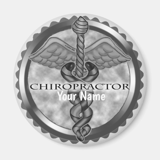 Silver chiropractor magnet (Framsidan)