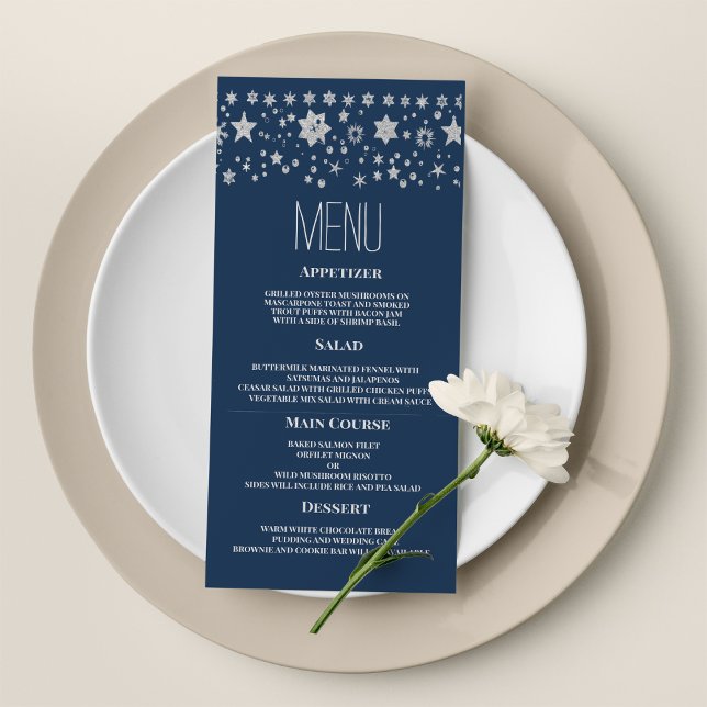 Silver Chirstmas vejsare, vinter-bröllopsmeny Program (Silver Chirstmas fairy light winter Wedding Menu)