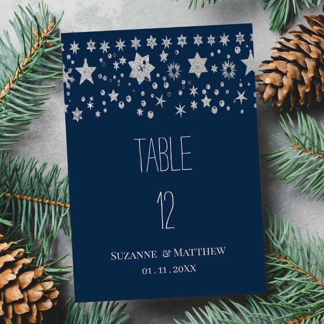Silver Chirstmas vinter-Bordsnummer med lätt väder Inbjudningar (Silver Chirstmas fairy light winter Table Numbers)