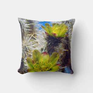 Silver Cholla Kaktus Vilda Blommor Kudde