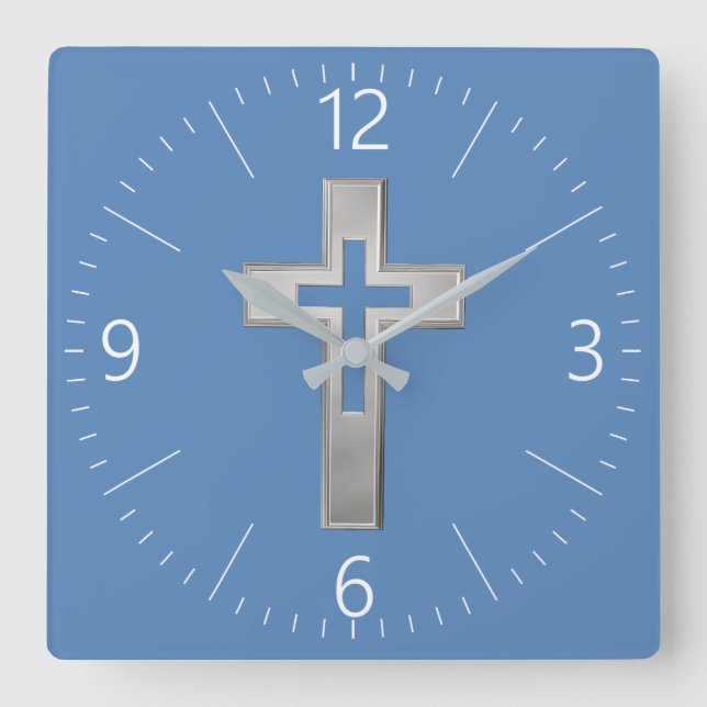 Silver Christian kor Fyrkantig Klocka (Framsida)