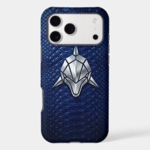 Silver Chrome Geometrisk Haj Blue Python iPhone