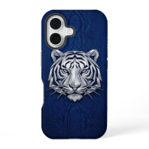 Silver Chrome Geometrisk Tiger Blå Python iPhone
