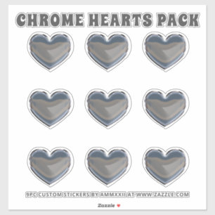 Silver Chrome Hearts Sticker Pack Klistermärken