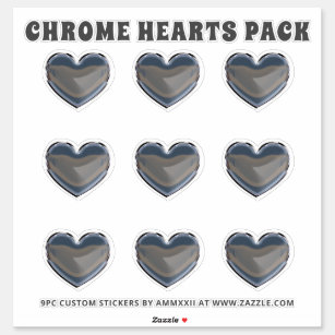 Silver Chrome Hearts Sticker Pack Klistermärken
