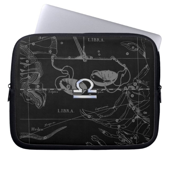 Silver Chrome Libra Zodiac-tecken på Hevelius Laptop Fodral (Framsidan)