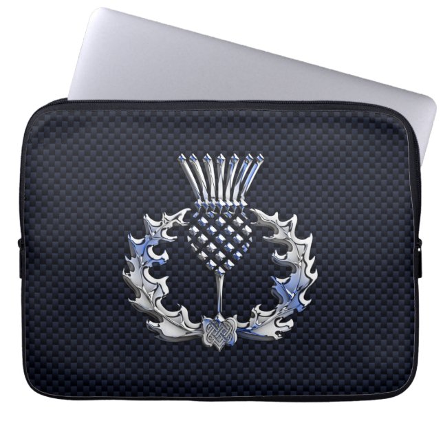 Silver Chrome like Scottish Thistle Laptop Fodral (Framsidan)
